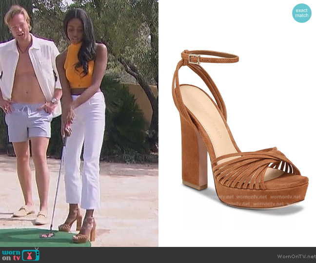 Veronica Beard Fletcher Ankle Strap Platform Sandal worn by Charity Lawson on The Bachelorette