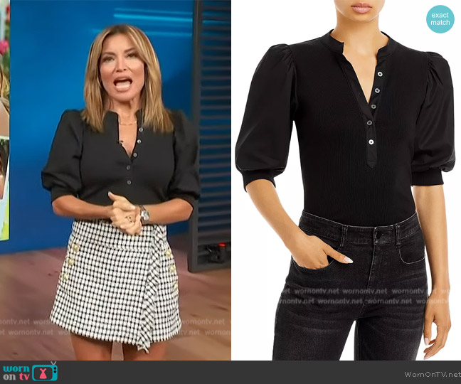 Veronica Beard Coralee button-up top worn by Kit Hoover on Access Hollywood