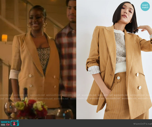 Veronica Beard Parineti Dickey Jacket worn by Annika (Justine Skye) on Grown-ish