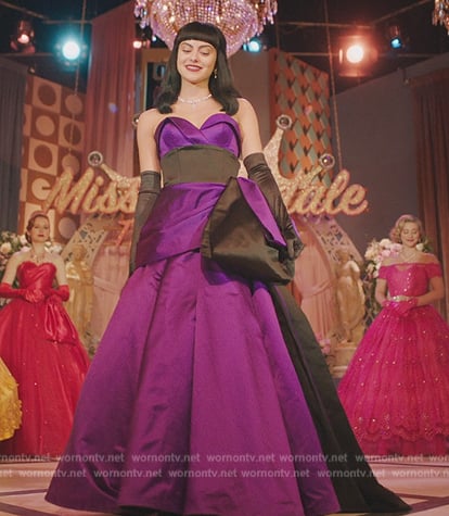 Veronica’s purple two-tone dress on Riverdale