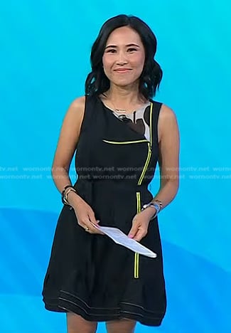 Vicky’s black dress with yellow contrast zipper on Today