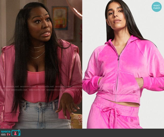 Victorias Secret Velour Full-Zip Hoodie worn by Harper (Laci Mosley) on iCarly