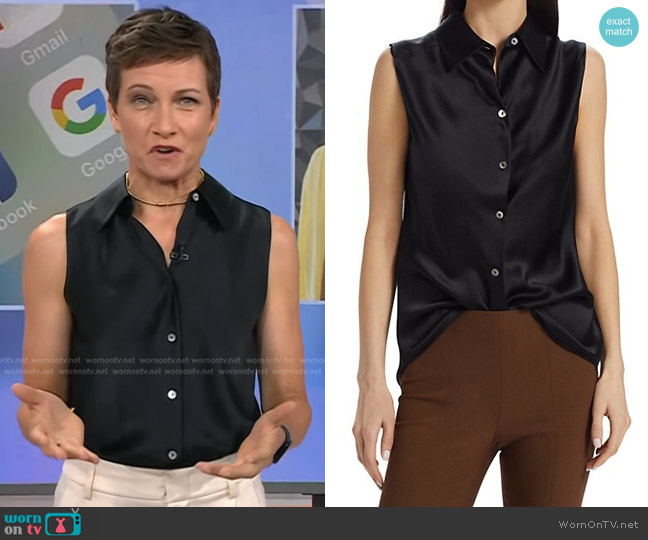 Vince Silk Bias-Cut Sleeveless Shirt worn by Stephanie Gosk on Today