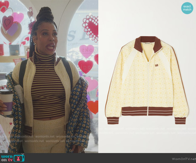 Wales Bonner Shine crochet-trimmed organic cotton-jacquard track jacket worn by Dr. Nya Wallace (Karen Pittman) on And Just Like That