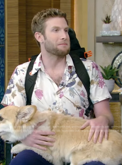 Bryan Reisberg’s white floral print shirt on Live with Kelly and Mark