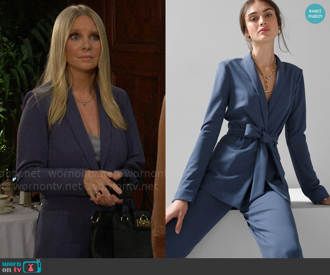 White House Black Market Slip On Blazer in True Indigo worn by Christine Blair Williams (Lauralee Bell) on The Young and the Restless