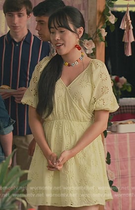 Lily’s yellow embroidered wrap dress on Sweet Magnolias