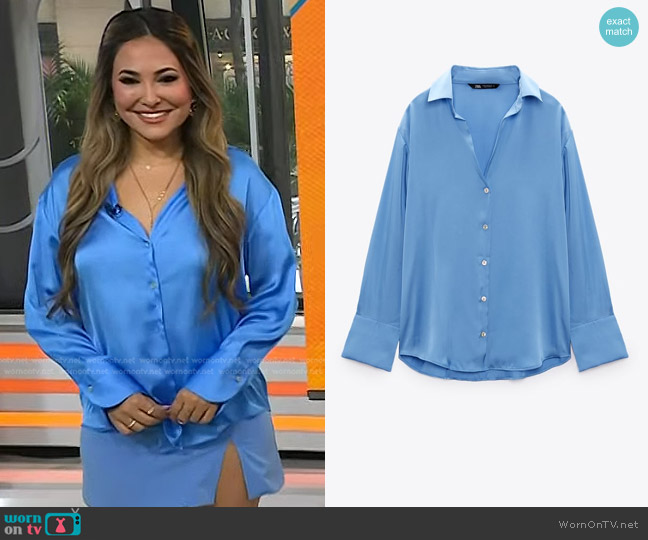 Zara Flowy Satin Effect Shirt worn by Lina Noory on Today