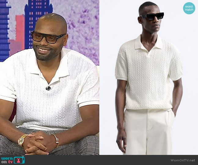 Zara Geometric Jacquard Polo Shirt worn by Rashad Bilal on Today
