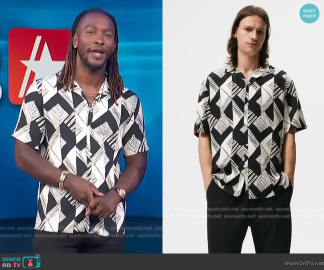 Zara Geometric Print Shirt worn by Scott Evans on Access Hollywood