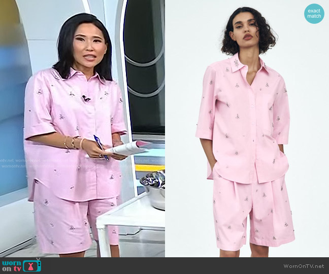 Zara Jewel Poplin Shirt worn by Vicky Nguyen on Today