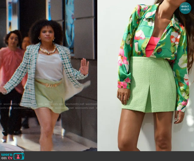 Zara Textured Weave Skirt worn by Venetia Kelaher (Jade Payton) on Glamorous