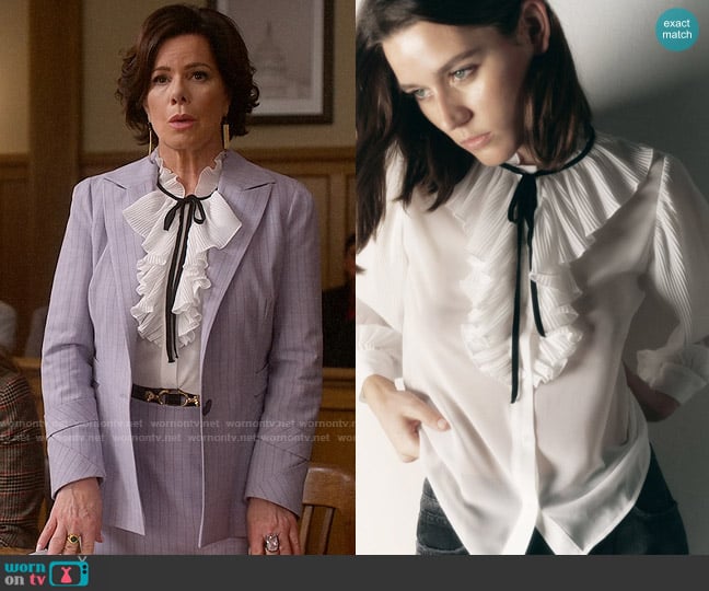 Zara Blouse with Contrasting Bow worn by Margaret Wright (Marcia Gay Harden) on So Help Me Todd