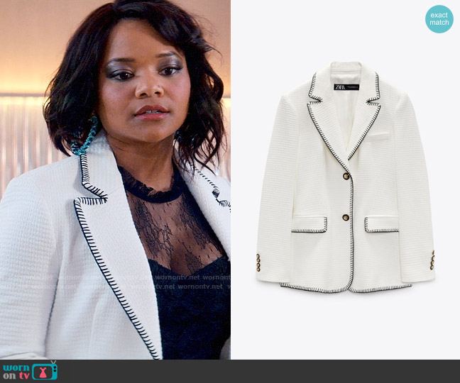 Zara Seamed Straight Cut Blazer worn by Venetia Kelaher (Jade Payton) on Glamorous