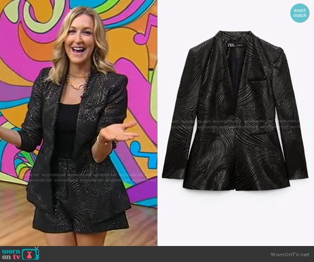 Zara Jacquard Blazer worn by Lara Spencer on Good Morning America