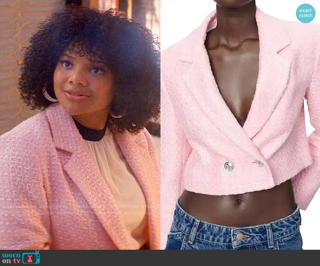 Zara Structured Cropped Tweed Blazer worn by Venetia Kelaher (Jade Payton) on Glamorous