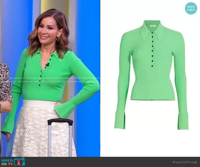 A.L.C. Eleanor Ribbed Long Sleeve Top in Spring Bouquet worn by Rebecca Jarvis on Good Morning America