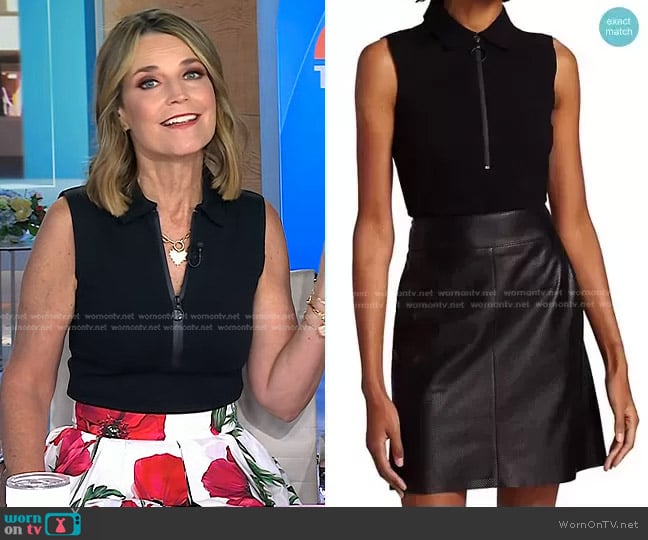 Akris Punto Sleeveless Front Zip Polo Shirt worn by Savannah Guthrie on Today