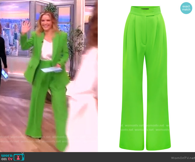 Alex Perry Cadence Satin-Crepe Wide-Leg Pants worn by Sara Haines on The View