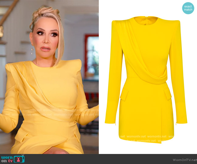 Alex Perry Rae Draped-Detailed Satin Crepe Mini Dress worn by Shannon Beador on The Real Housewives of Orange County