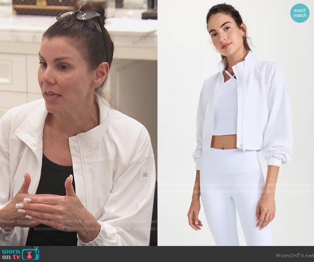 Alo Yoga Clubhouse Jacket worn by Heather Dubrow on The Real Housewives of Orange County