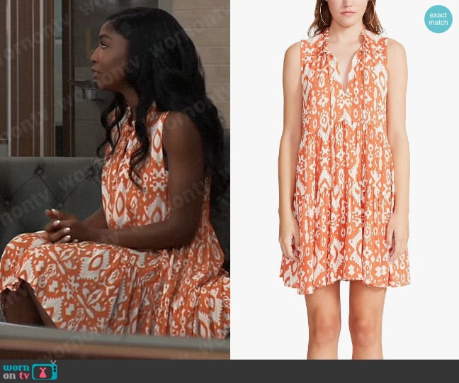 Steve Madden Topical Breeze Dress in Ginger worn by Trina Robinson (Tabyana Ali) on General Hospital
