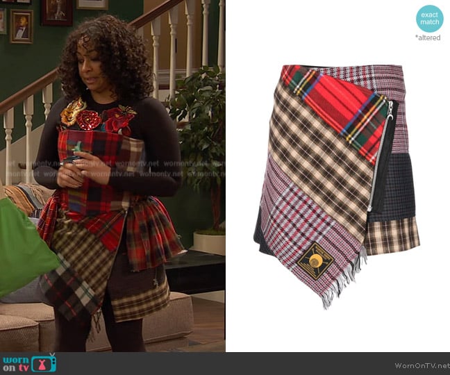 Marine Serre Clashing Tartans wool miniskirt worn by Raven Baxter (Raven-Symoné) on Ravens Home