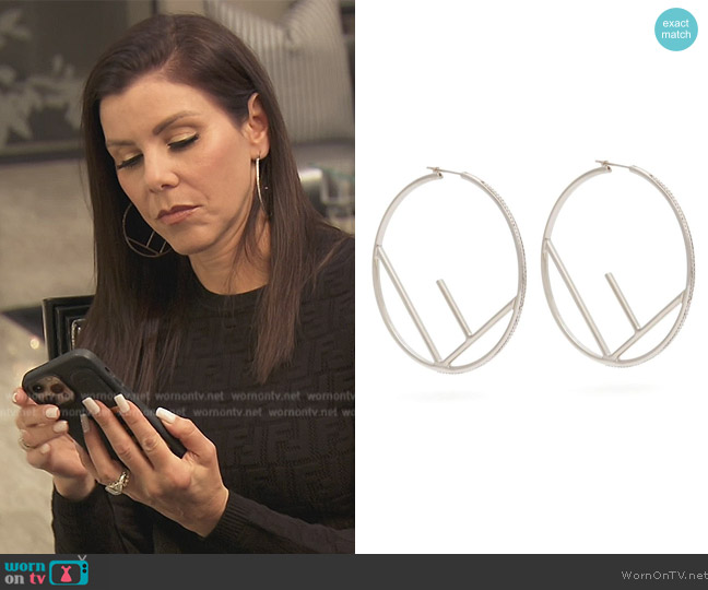 Fendi F is Crystal Embellished Earrings worn by Heather Dubrow on The Real Housewives of Orange County