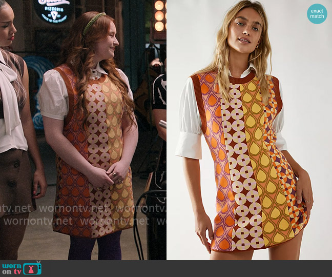Free People Mira Mini Dress in Surf Combo worn by Ashlyn (Julia Lester) on High School Musical The Musical The Series