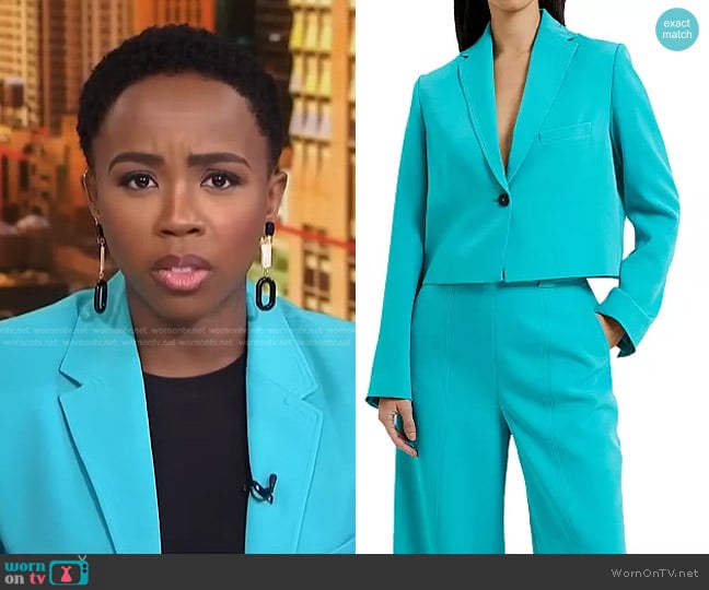 French Connection Echo Crepe One-Button Blazer worn by Zinhle Essamuah on NBC News Daily
