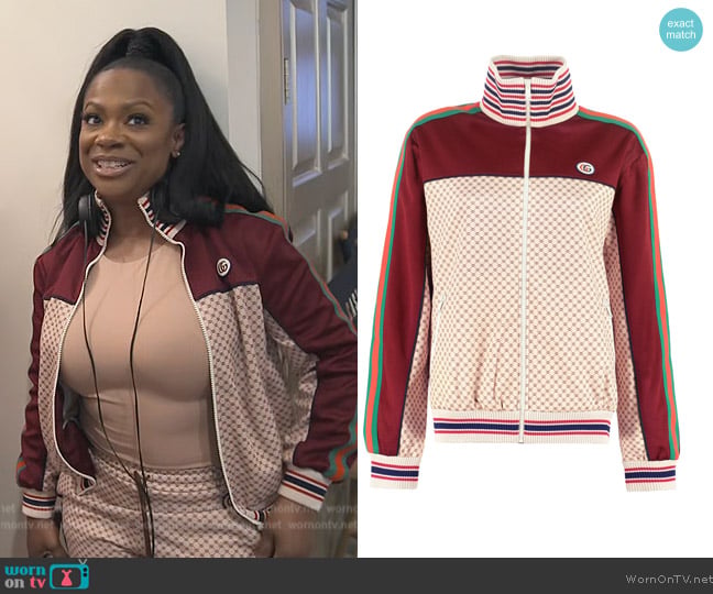 Gucci Interlocking G Print Jacket worn by Kandi Burruss on The Real Housewives of Atlanta