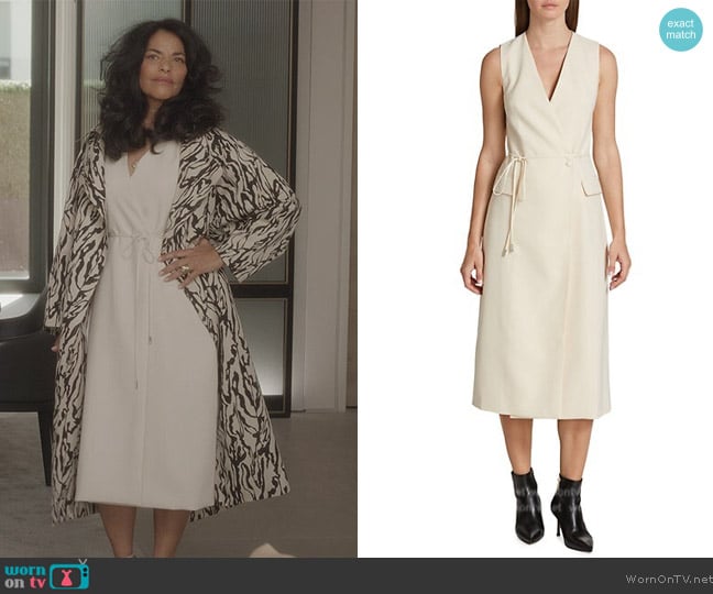 Halston Nellie Stretch-Crepe Wrap Midi-Dress worn by Seema Patel (Sarita Choudhury) on And Just Like That
