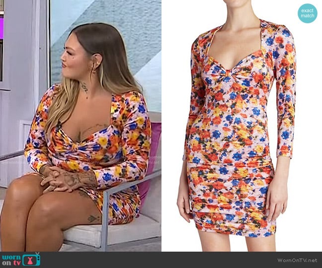 Isabel Marant Goji Printed Ruched Velvet Minidress worn by Elle King on Today