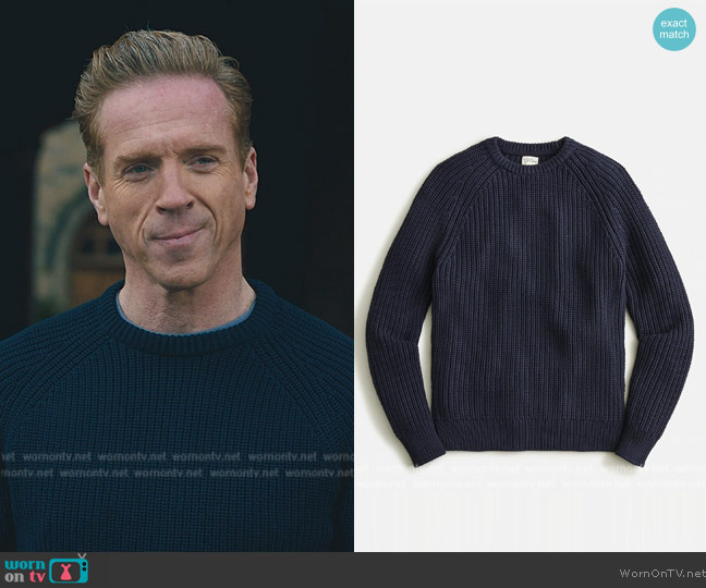 J. Crew Heritage cotton shaker-stitch crewneck sweater worn by (Damian Lewis) on Billions