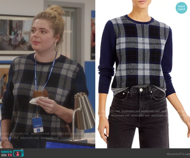 Jumper 1234 Tartan Crewneck Sweater worn by (Cate Hayman) on And Just Like That