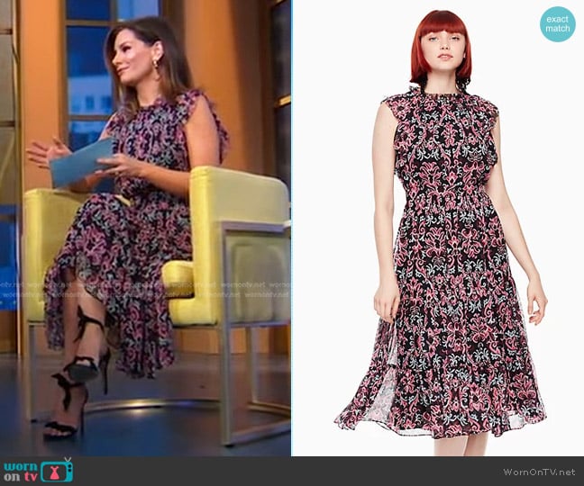 Kate Spade Tapestry Chiffon Midi Dress worn by Rebecca Jarvis on Good Morning America