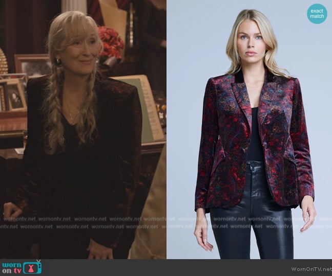 L'Agence Chamberlain Velvet Blazer worn by Loretta Durkin (Meryl Streep) on Only Murders in the Building