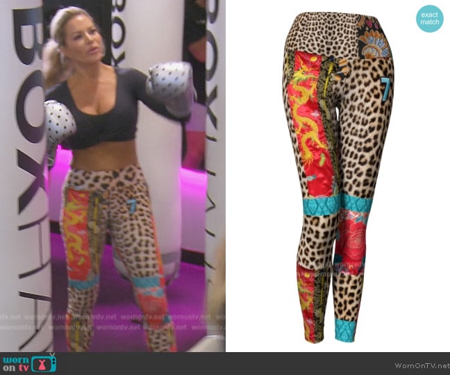 For The Love of Rock Stars Lucky 7 Brocade Leopard Compression Leggings worn by Jennifer Pedranti on The Real Housewives of Orange County
