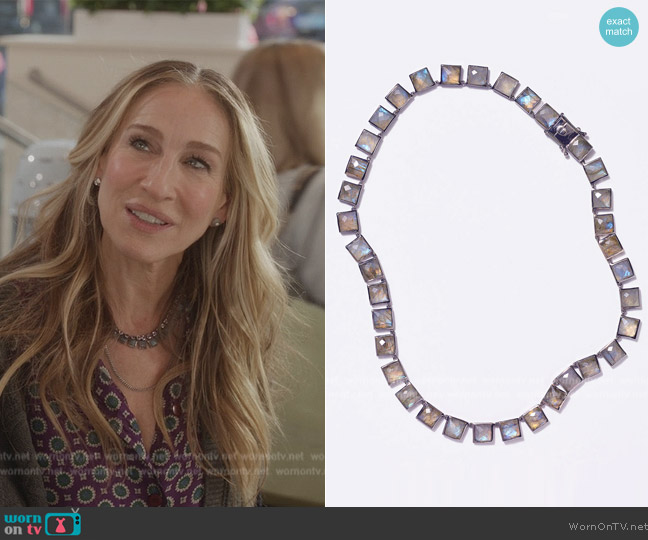 Nak Armstrong Large Tile Rivière Necklace worn by Carrie Bradshaw (Sarah Jessica Parker) on And Just Like That