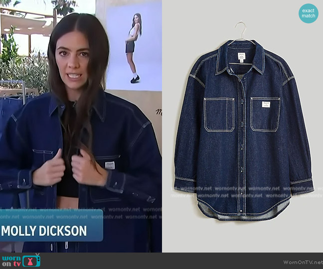 Madewell x Molly Dickson Denim Shirt Jacket worn by Molly Dickson on Access Hollywood
