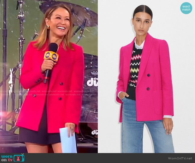 Me + Em Tweed Double-Breasted Blazer worn by Eva Pilgrim on Good Morning America