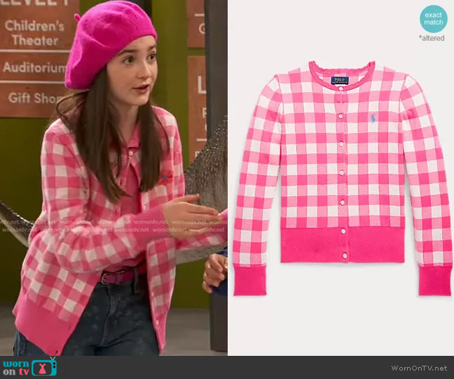 Polo Ralph Lauren Big Girls Long-Sleeve Gingham Cardigan worn by Bree (Gable Swanlund) on Ravens Home