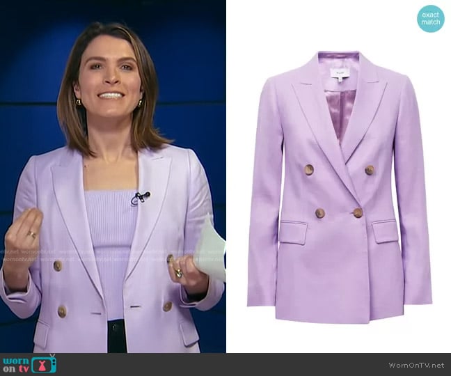 Reiss Hollie Linen Blend Blazer in Lilac worn by Molly Hunter on Today