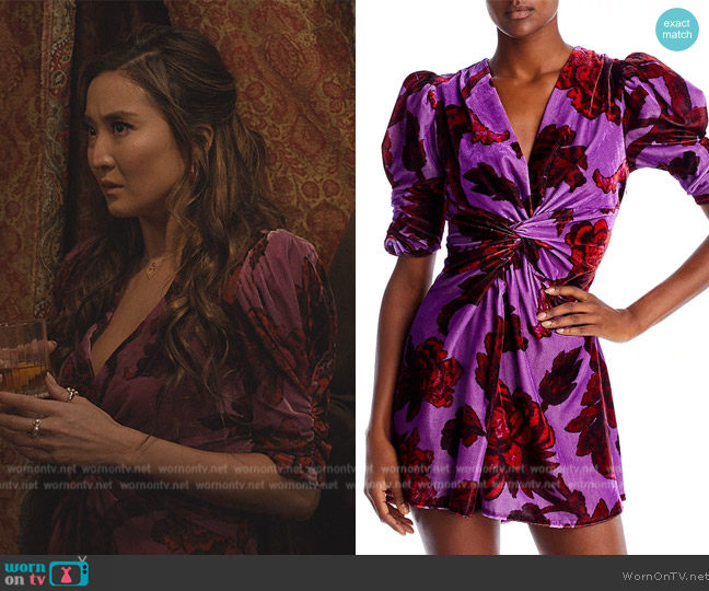 Rhode Leanna Floral Velvet Mini Dress worn by Kimber (Ashley Park) on Only Murders in the Building