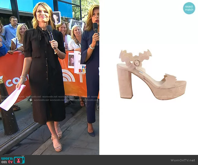 Prada Scalloped Suede Platform Sandal worn by Savannah Guthrie on Today