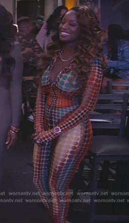 Shamea’s mesh dot print jumpsuit on The Real Housewives of Atlanta
