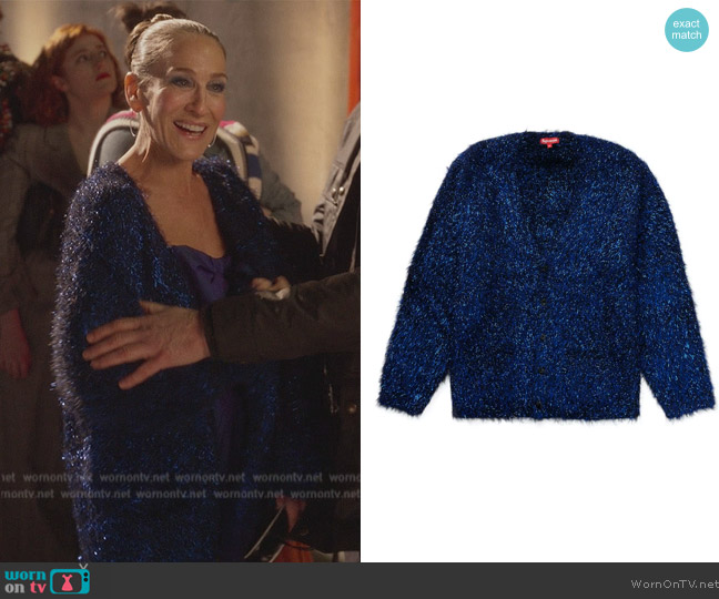Supreme Sparkle Cardigan worn by Carrie Bradshaw (Sarah Jessica Parker) on And Just Like That