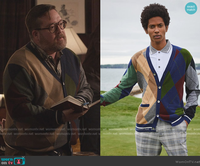 Todd x Snyder FootJoy Argyle Cashmere Cardigan worn by (Michael Cyril Creighton) on Only Murders in the Building
