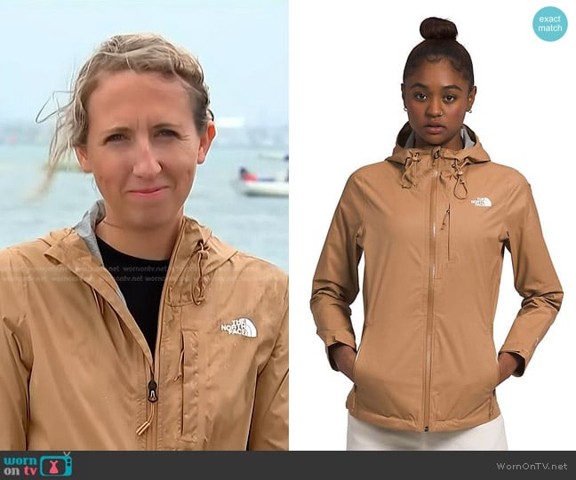 The North Face Alta Vista Water Repellent Hooded Jacket in Almond Butter worn by Julia Ainsley on NBC News Daily