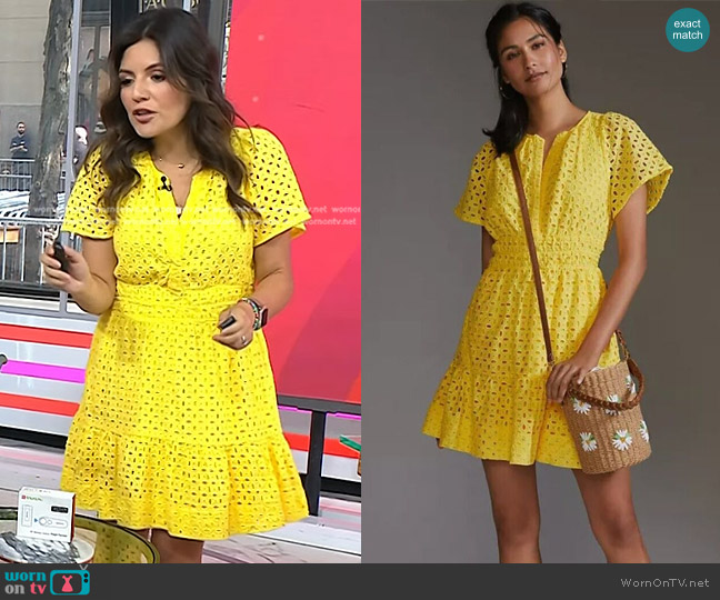 The Somerset Collection by Anthropologie Mini Dress Eyelet Edition worn by Adrianna Barrionuevo Brach on Today
